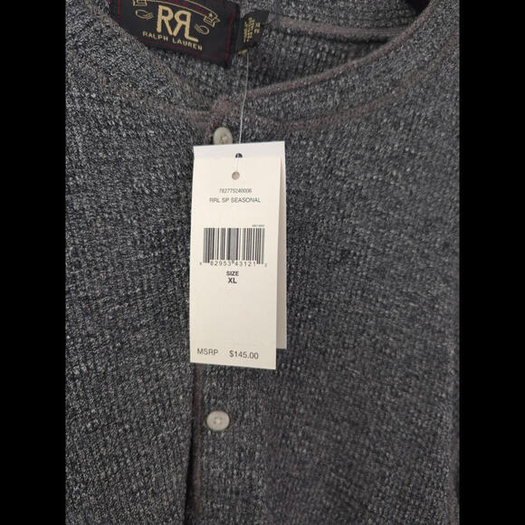 [SOLD] NWT DOUBLE RL RRL Men's Sz XL Grey Cotton Henley Long Sleeve RALPH LAUREN - Picture 7 of 7